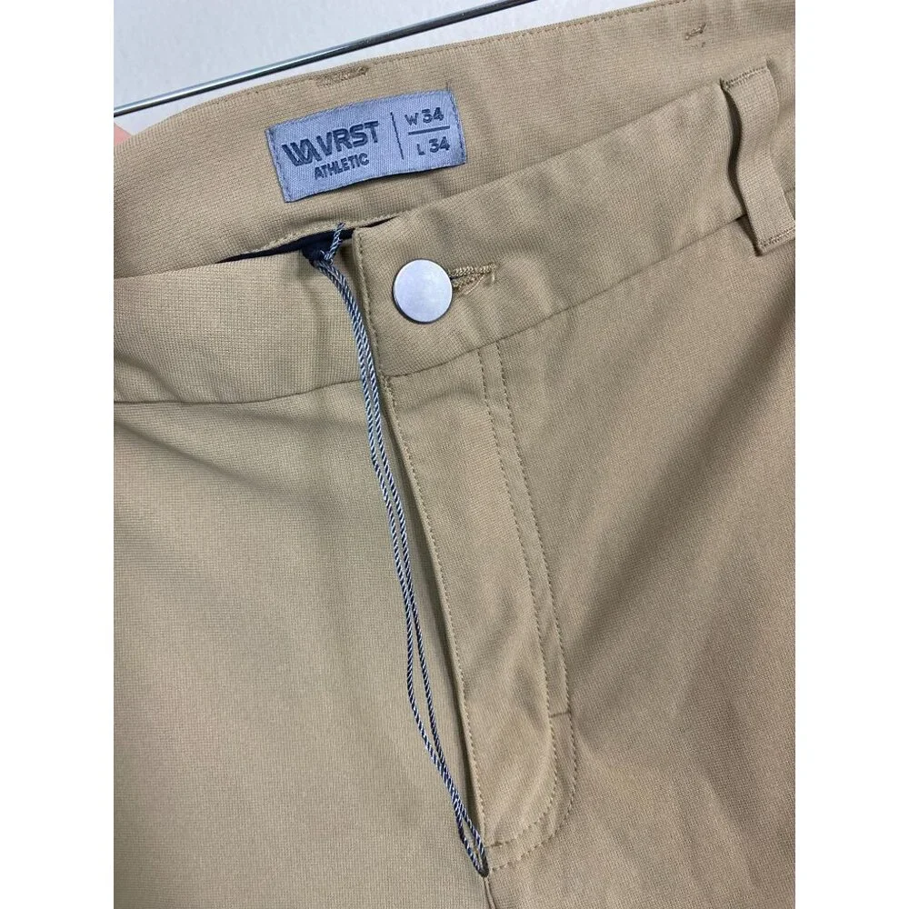 VRST Men Brown‎ Golf Athletic Pants size 34x34 Polyester Blend performance Chino